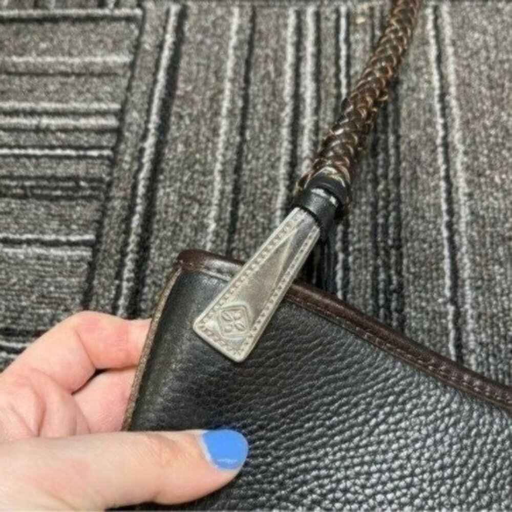 Brighton Smooth Leather Womens Shoulder Bag Structured Croc Detail - Picture 5 of 10